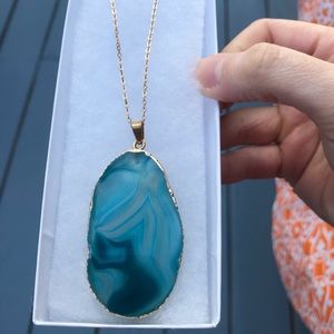 Blue stone gold plated necklace